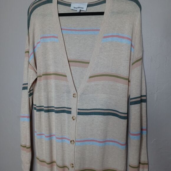 Heartloom Long Line Stripe Button Front Cardigan - Picture 6 of 8